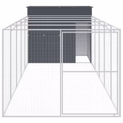 Casetta Cani con Corsa Antracite 214x661x181 cm Acciaio Zincatocod mxl 117857 - Vista aggiuntiva 3