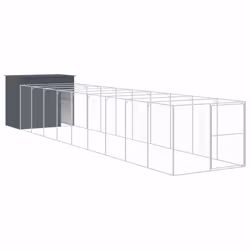 Casetta Cani con Corsa Antracite 214x1069x181cm Acciaio Zincatocod mxl 117668 - Vista aggiuntiva 2