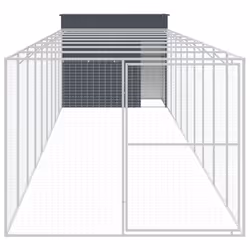 Casetta Cani con Corsa Antracite 214x1069x181cm Acciaio Zincatocod mxl 117668 - Vista aggiuntiva 3