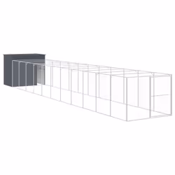 Casetta Cani con Corsa Antracite 214x1273x181cm Acciaio Zincatocod mxl 93745 - Vista aggiuntiva 2