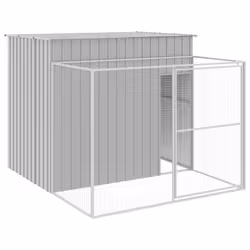 Casetta Cani Corsa Grigio Chiaro 214x253x181 cm Acciaio Zincatocod mxl 69726 - Vista aggiuntiva 2