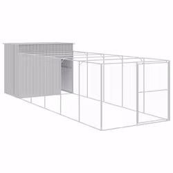 Casetta Cani Corsa Grigio Chiaro 214x661x181 cm Acciaio Zincatocod mxl 69724 - Vista aggiuntiva 2