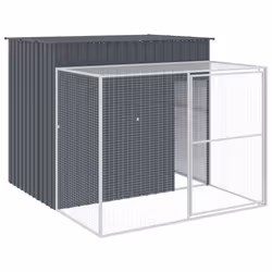 Casetta Cani con Corsa Antracite 214x253x181 cm Acciaio Zincatocod mxl 69725 - Vista aggiuntiva 2