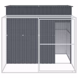 Casetta Cani con Corsa Antracite 214x253x181 cm Acciaio Zincatocod mxl 69725 - Vista aggiuntiva 3