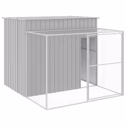 Casetta Cani Corsa Grigio Chiaro 214x253x181 cm Acciaio Zincatocod mxl 117671 - Vista aggiuntiva 2