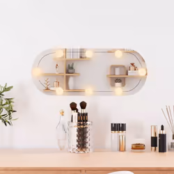 Specchio da Parete con Luci LED 20x50 cm Vetro Ovalecod mxl 76888 - Vista aggiuntiva 3
