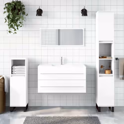Questo elegante mobile da bagno con specchio è un'ottima aggiunta al vostro bagno, conferendo un aspetto ordinato e suggestiv ...
