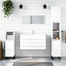 Mobile da Bagno con Specchio Bianco in Legno Multistrato - Vidaxl