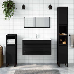 Armadio da Bagno, Mobile da Bagno con Specchio Nero in Legno Multistrato Vidaxl 1114