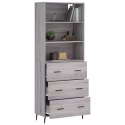 vidaXL Credenza Grigio Sonoma 69,5x34x180 cm in Legno Multistrato - Vista aggiuntiva 3