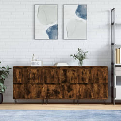 3 pz Credenze, Madia per salotto Moderna Rovere Fumo in Legno Multistrato Vidaxl