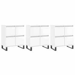 Credenze 3 pz Bianco Lucido in Legno Multistratocod mxl 125327 - Vista aggiuntiva 2