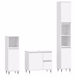 Set Mobili da Bagno 3 pz Bianco in Legno Multistratocod mxl 125344 - Vista aggiuntiva 2