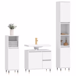 Set Mobili da Bagno 3 pz Bianco in Legno Multistratocod mxl 125344 - Vista aggiuntiva 3