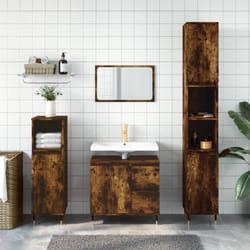 Set Mobili da Bagno 3 pz Rovere Fumo in Legno Multistratocod mxl 125391