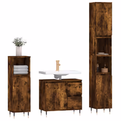 Set Mobili da Bagno 3 pz Rovere Fumo in Legno Multistratocod mxl 125391 - Vista aggiuntiva 3