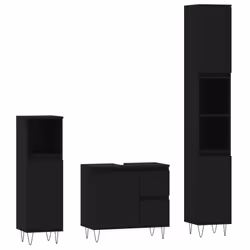 VidaXL 3190222, Nero, Legno, 650 mm, 330 mm, 600 mm, 3 pz