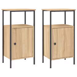Comodini 2pz Rovere Sonoma 41x31x80 cm in Legno Multistratocod mxl 129923 - Vista aggiuntiva 2