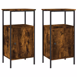 Comodini 2pz Rovere Fumo 41x31x80 cm in Legno Multistratocod mxl 105940 - Vista aggiuntiva 2