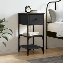 vidaXL Comodino Nero 34x36x70 cm in Legno Multistrato