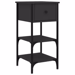 vidaXL Comodino Nero 34x36x70 cm in Legno Multistrato - Vista aggiuntiva 2