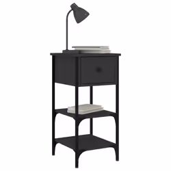 vidaXL Comodino Nero 34x36x70 cm in Legno Multistrato - Vista aggiuntiva 3