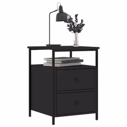Comodino Nero 44x45x60 cm in Legno Multistratocod mxl 126297 - Vista aggiuntiva 3