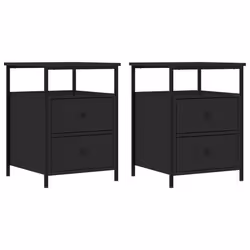 Comodini 2 pz Neri 44x45x60 cm in Legno Multistratocod mxl 102335 - Vista aggiuntiva 2