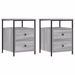 Comodini 2 pz Grigio Sonoma 44x45x60 cm in Legno Multistratocod mxl 102339 - Vista aggiuntiva 2