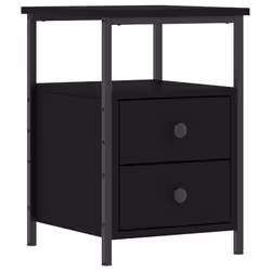 Comodino Nero 34x35,5x50 cm in Legno Multistratocod mxl 78378 - Vista aggiuntiva 2