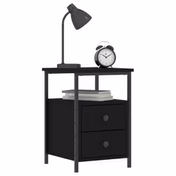 Comodino Nero 34x35,5x50 cm in Legno Multistratocod mxl 78378 - Vista aggiuntiva 3