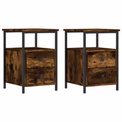 Comodini 2 pz Rovere Fumo 34x35,5x50 cm in Legno Multistratocod mxl 78374 - Vista aggiuntiva 2