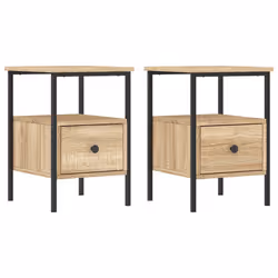 Comodini 2pz Rovere Sonoma 34x36x50 cm in Legno Multistratocod mxl 105955 - Vista aggiuntiva 2