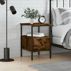 Comodino da Camera da Letto, Tavolino da notte Rovere Fumo 34x36x50 cm in Legno Multistrato vidaXL