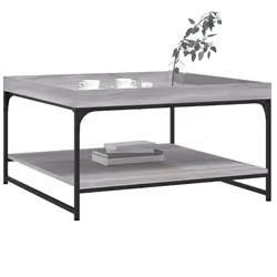 Tavolino Grigio Sonoma 80x80x45 cm in Legno Multistrato e Ferrocod mxl 70899 - Vista aggiuntiva 3