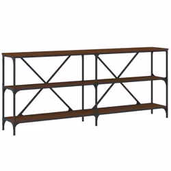 Tavolo Consolle Rovere Marrone 180x30x75 cm Multistrato e Ferrocod mxl 102472 - Vista aggiuntiva 2