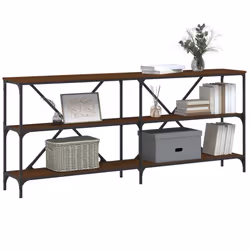 Tavolo Consolle Rovere Marrone 180x30x75 cm Multistrato e Ferrocod mxl 102472 - Vista aggiuntiva 3