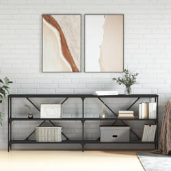 vidaXL Tavolino Consolle Nero 200x30x75 cm Legno Multistrato e Ferro