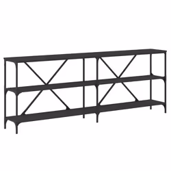vidaXL Tavolino Consolle Nero 200x30x75 cm Legno Multistrato e Ferro - Vista aggiuntiva 2