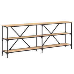 vidaXL Tavolo Consolle Rovere Sonoma 200x30x75 cm Multistrato e Ferro - Vista aggiuntiva 2