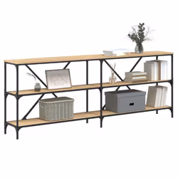 vidaXL Tavolo Consolle Rovere Sonoma 200x30x75 cm Multistrato e Ferro - Vista aggiuntiva 3