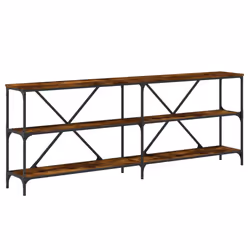 Tavolo Consolle Rovere Fumo 200x30x75cm Legno Multistrato Ferrocod mxl 102468 - Vista aggiuntiva 2