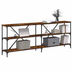 Tavolo Consolle Rovere Fumo 200x30x75cm Legno Multistrato Ferrocod mxl 102468 - Vista aggiuntiva 3