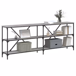 Tavolino Grigio Sonoma 200x30x75cm in Legno Multistrato e Ferrocod mxl 78578 - Vista aggiuntiva 3