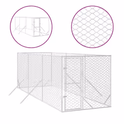 Cuccia per Cani da Esterno Argento 2x6x2 m Acciaio Zincatocod mxl 117727 - Vista aggiuntiva 2