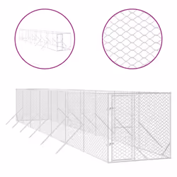 Cuccia per Cani da Esterno Argento 2x14x2 m Acciaio Zincatocod mxl 76898 - Vista aggiuntiva 2