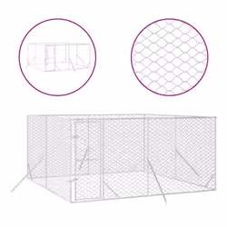 Cuccia per Cani da Esterno Argento 4x4x2 m in Acciaio Zincatocod mxl 93808 - Vista aggiuntiva 2