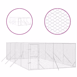 Cuccia per Cani da Esterno Argento 4x8x2 m in Acciaio Zincatocod mxl 69780 - Vista aggiuntiva 2