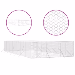 Cuccia per Cani da Esterno Argento 6x14x2 m in Acciaio Zincatocod mxl 93813 - Vista aggiuntiva 2
