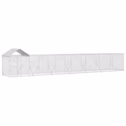 Cuccia Cani da Esterno Tetto Argento 14x2x2,5 m Acciaio Zincatocod mxl 93810 - Vista aggiuntiva 3
